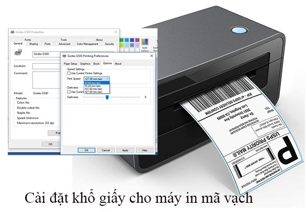 hướng dẫn cài đặt khổ giấy cho máy in mã vạch